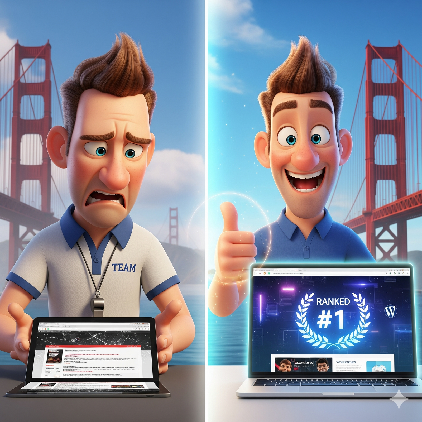 Before-and-after web design results for California small business.